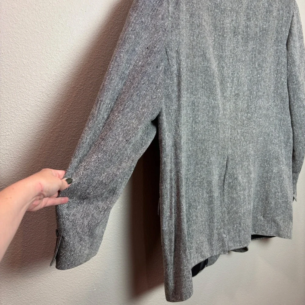 Bert Pulitzer Blazer Mens 50L Grey 80s Silk Herringbone Collectors Edition Sport